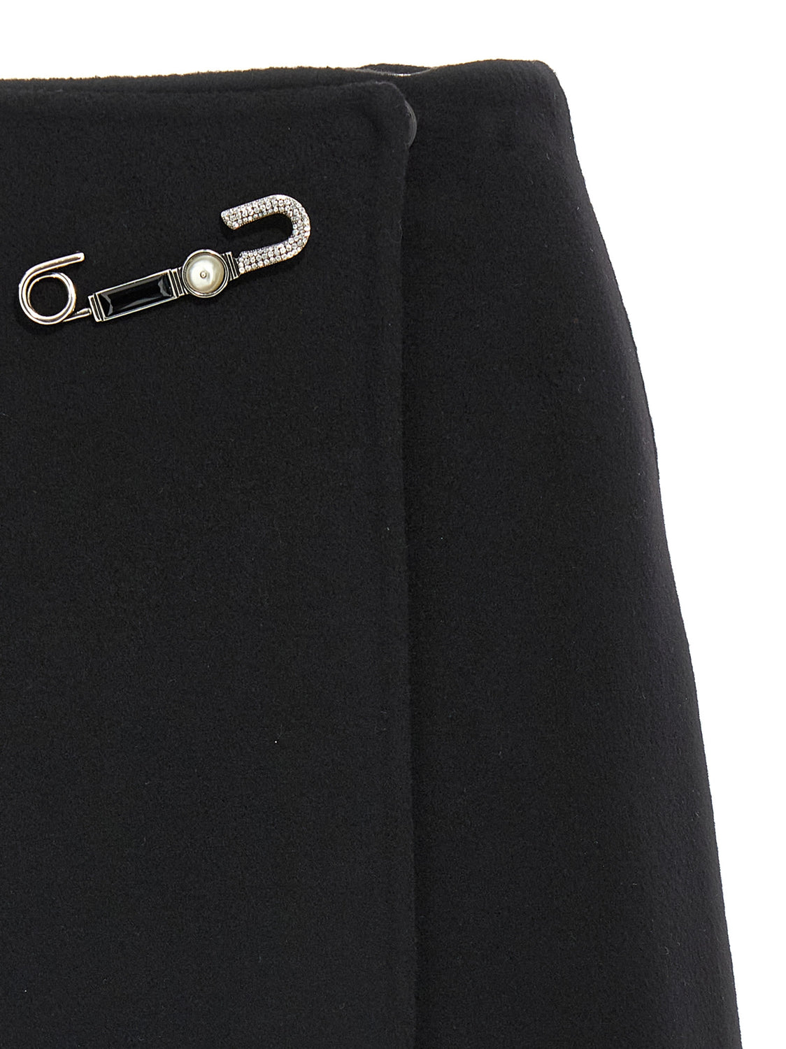 Black Virgin Wool Long Skirt