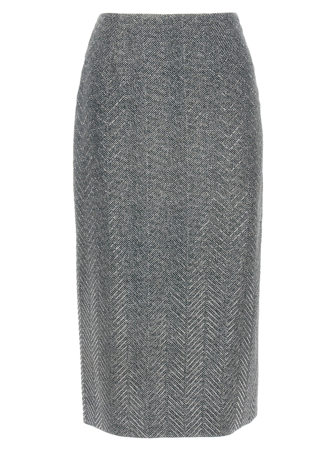 Gray Silk Midi Skirt