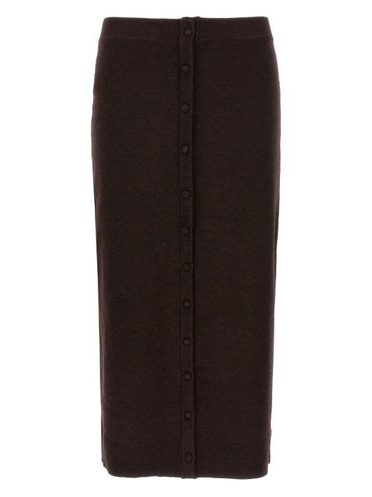 Brown Wool Midi Skirt