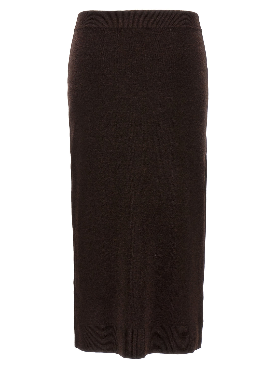 Brown Wool Midi Skirt