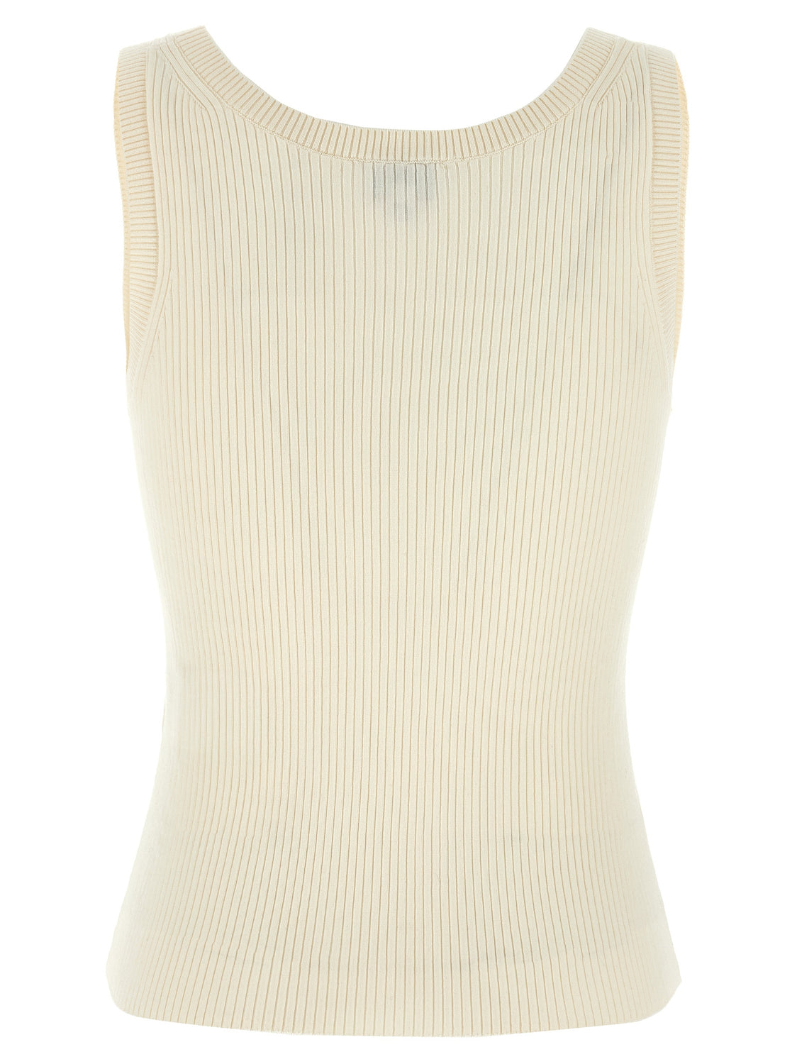 White Viscose Sleeveles T-Shirt