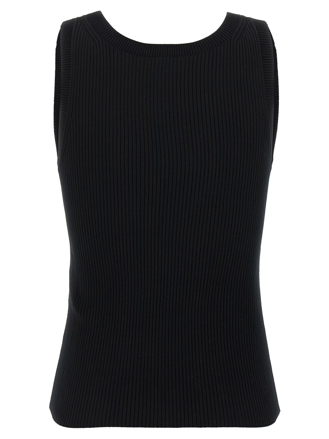 Black Viscose Sleeveles T-Shirt