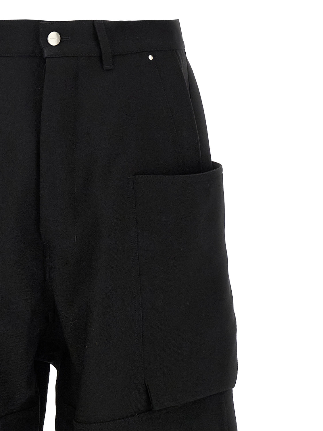 Black Virgin Wool Cargo Pants