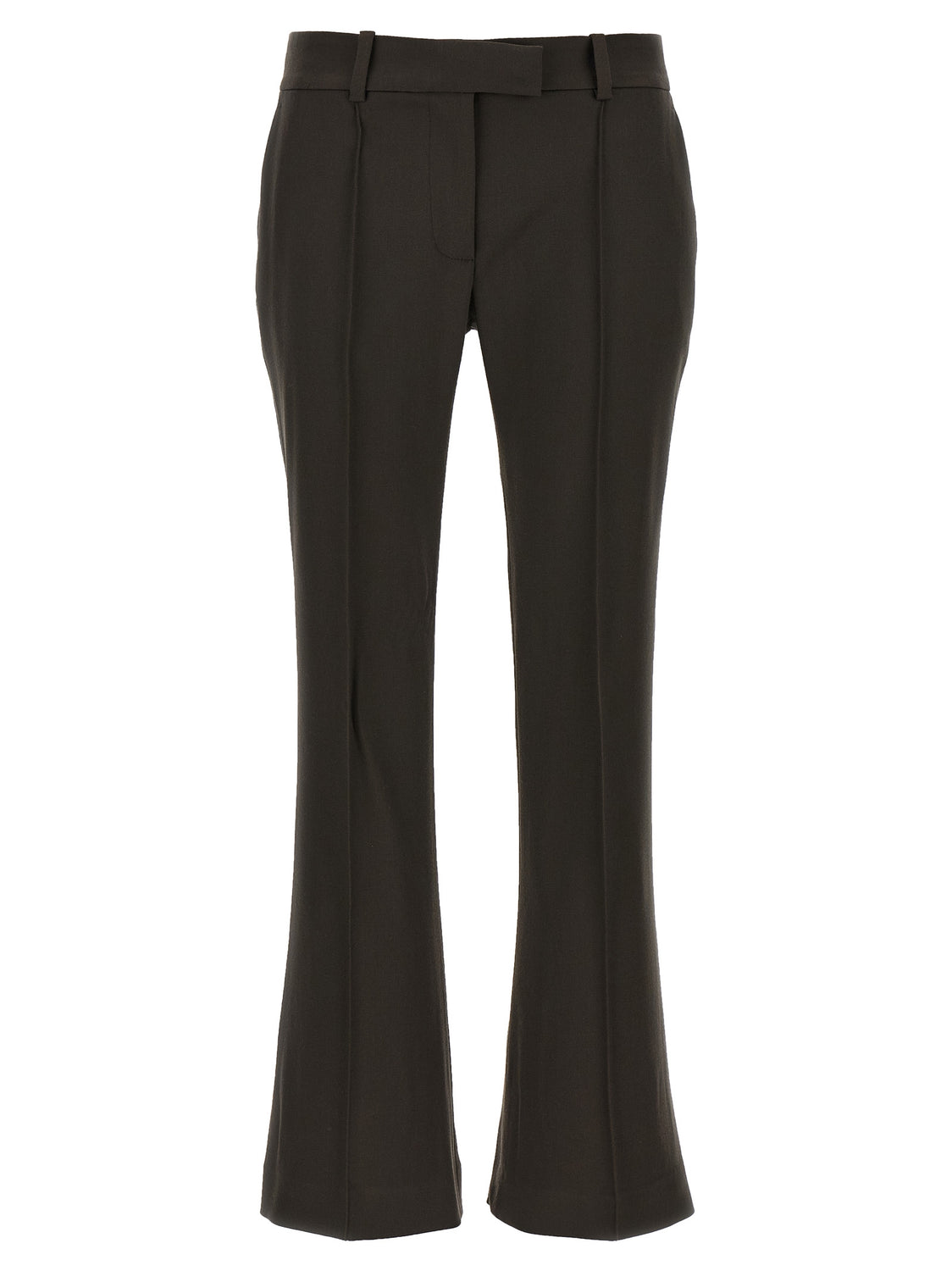 Brown Virgin Wool Flared Pants