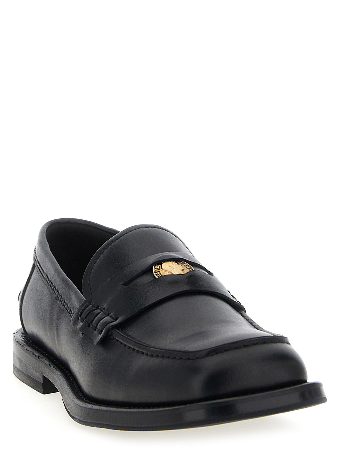 Black Velvet Leather Slip-On Loafers