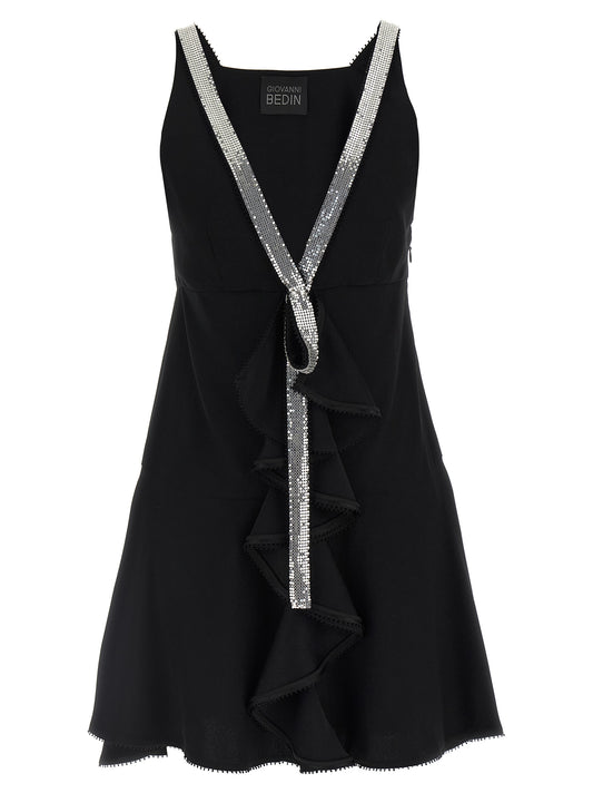 Black Viscose Short Dress