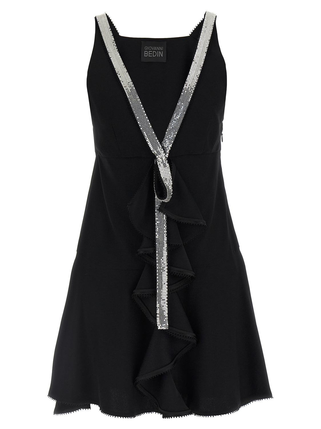 Black Viscose Short Dress