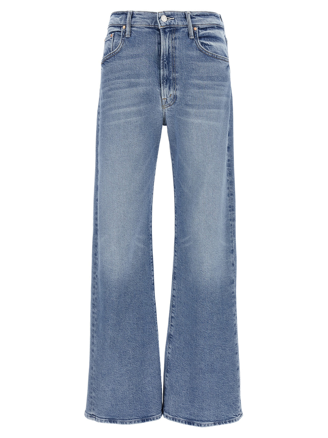 Blue Cotton High-Waisted Jean