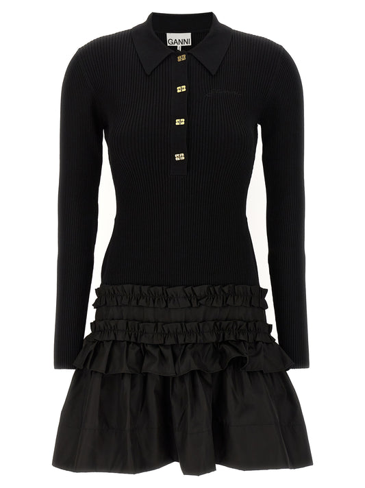 Black Viscose Short Dress
