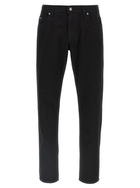 Black Cotton Straight-Leg Jeans