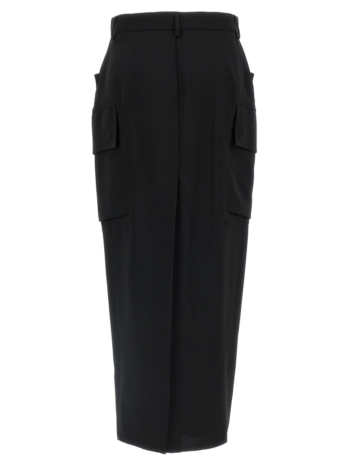 Black Wool Midi Skirt