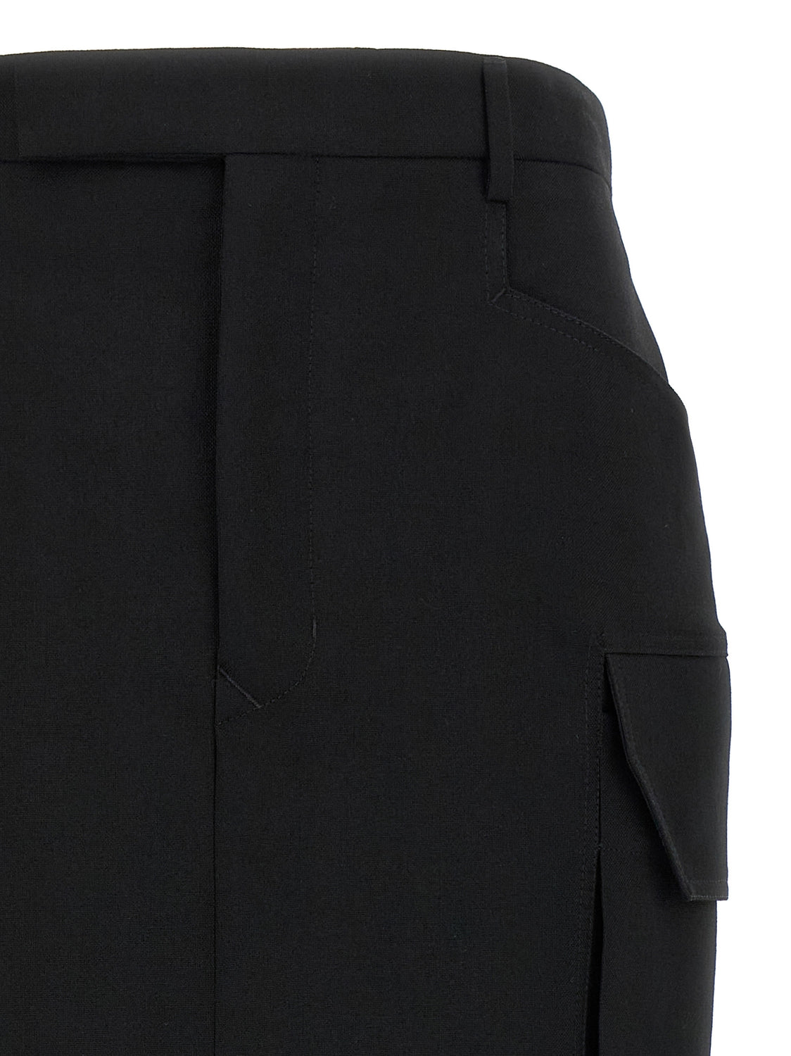 Black Wool Midi Skirt