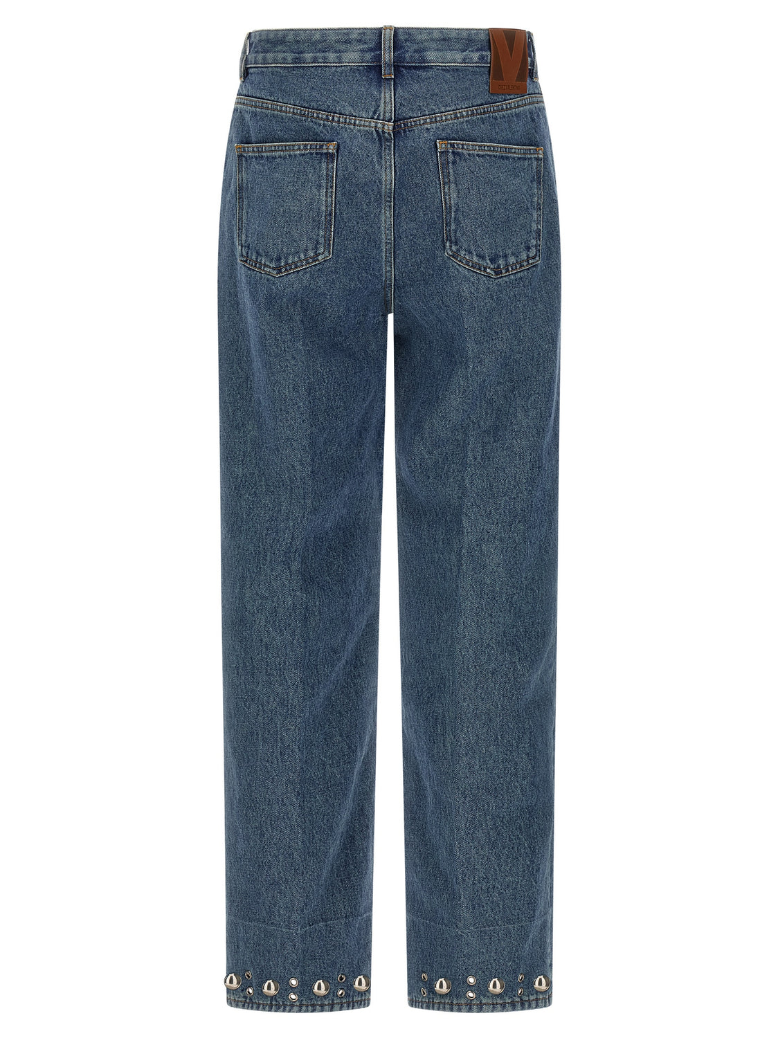 Blue Cotton Straight-Leg Jeans