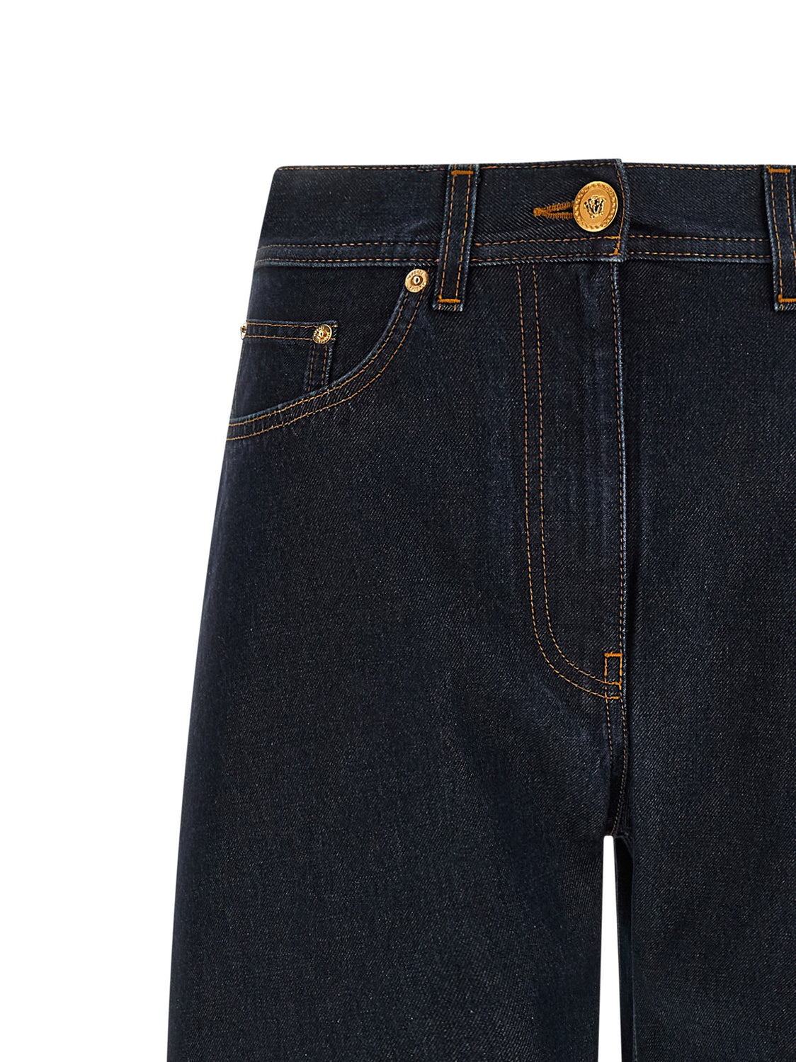 Blue Cotton High-Waisted Jean