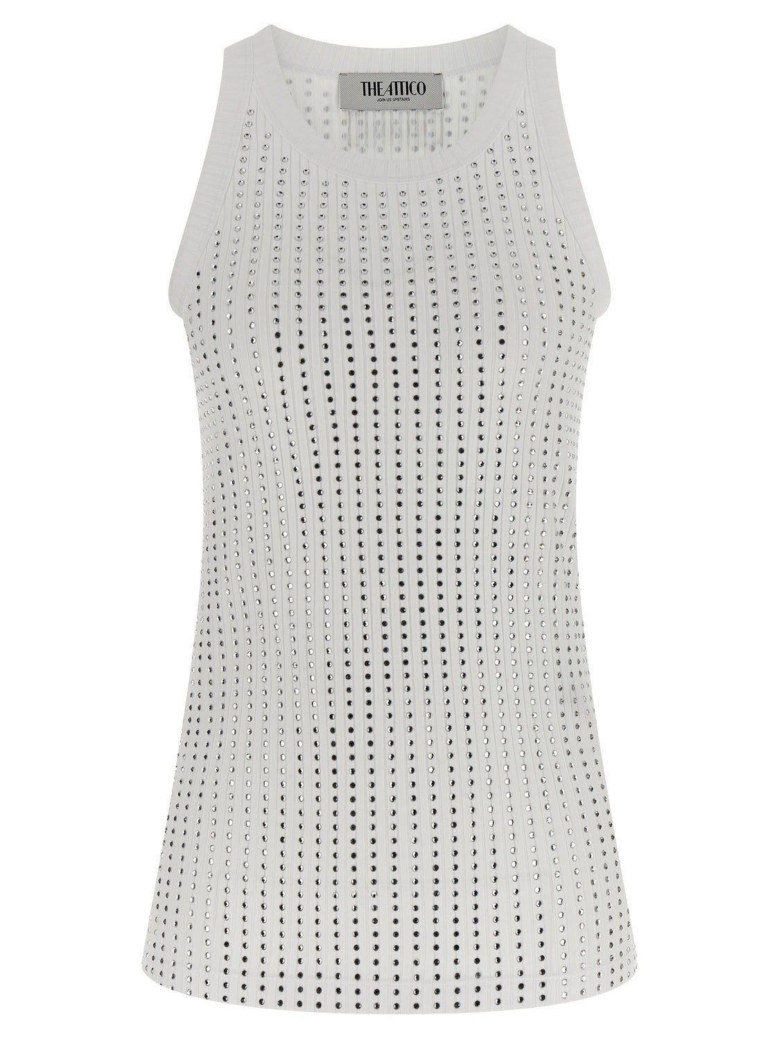 White Cotton Sleeveles T-Shirt