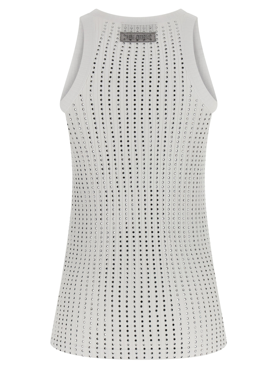 White Cotton Sleeveles T-Shirt
