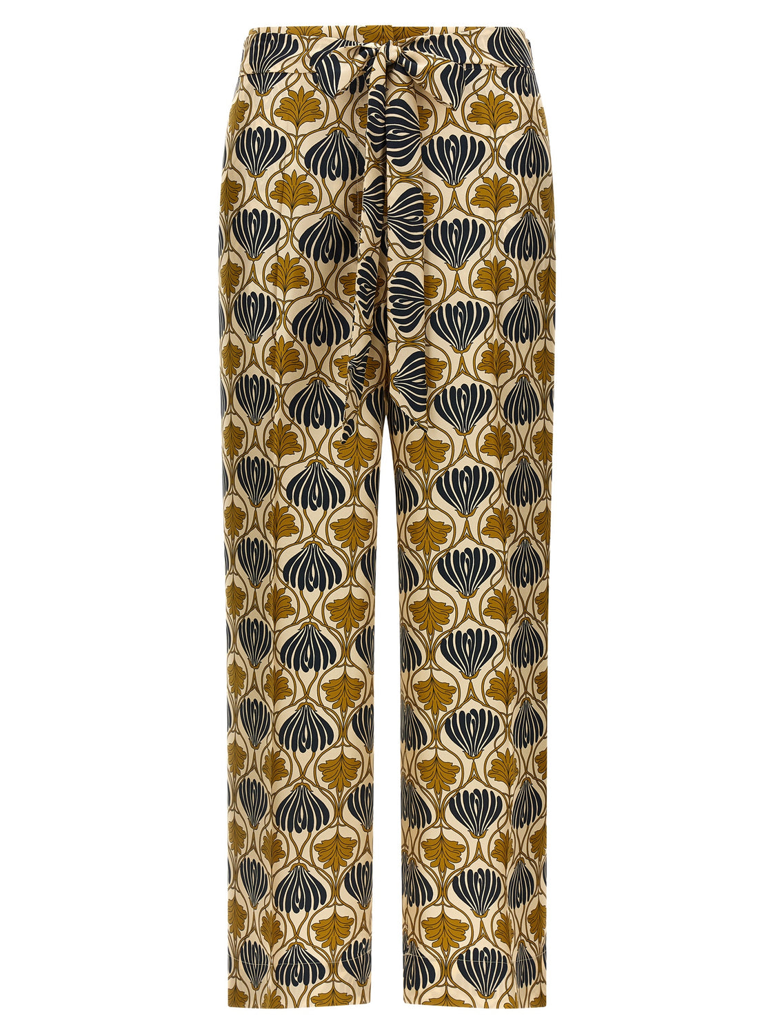 Bicolor Silk Casual Pants