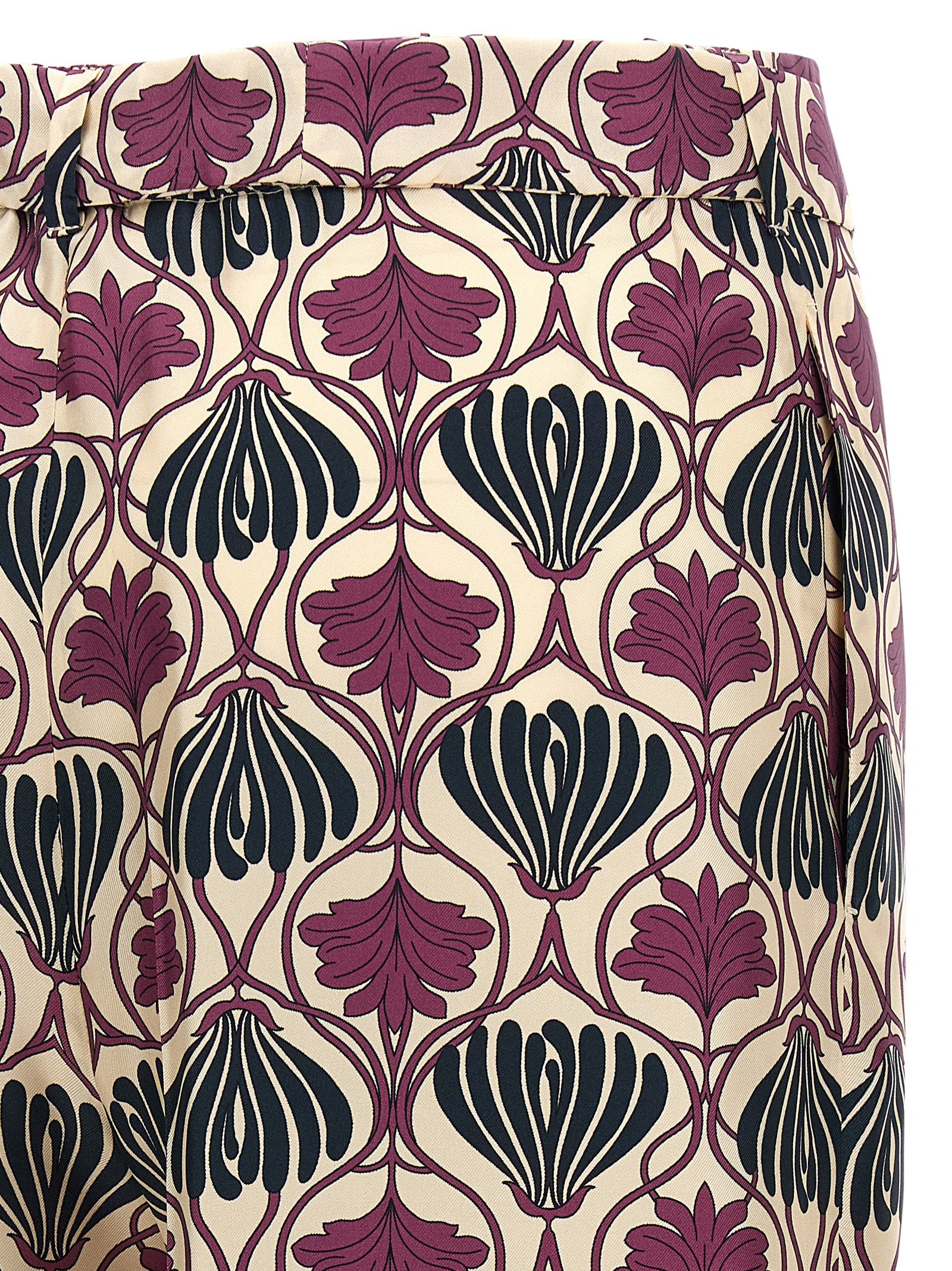 Purple Silk Casual Pants