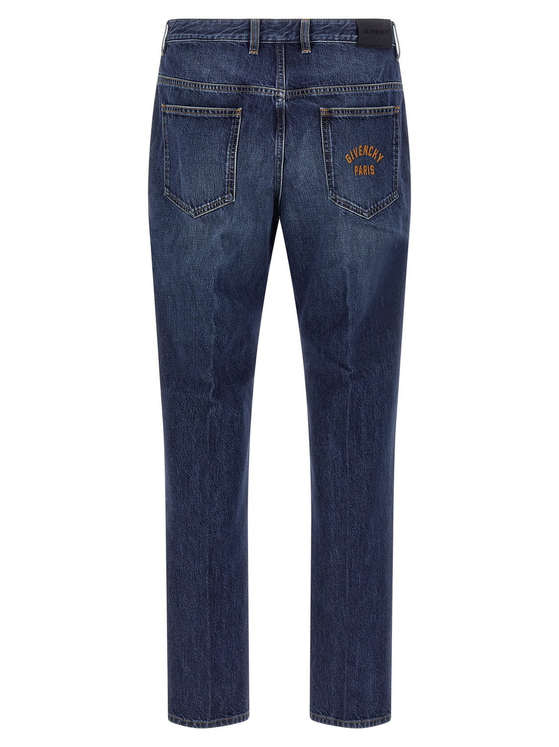 Blue Cotton Straight-Leg Jeans