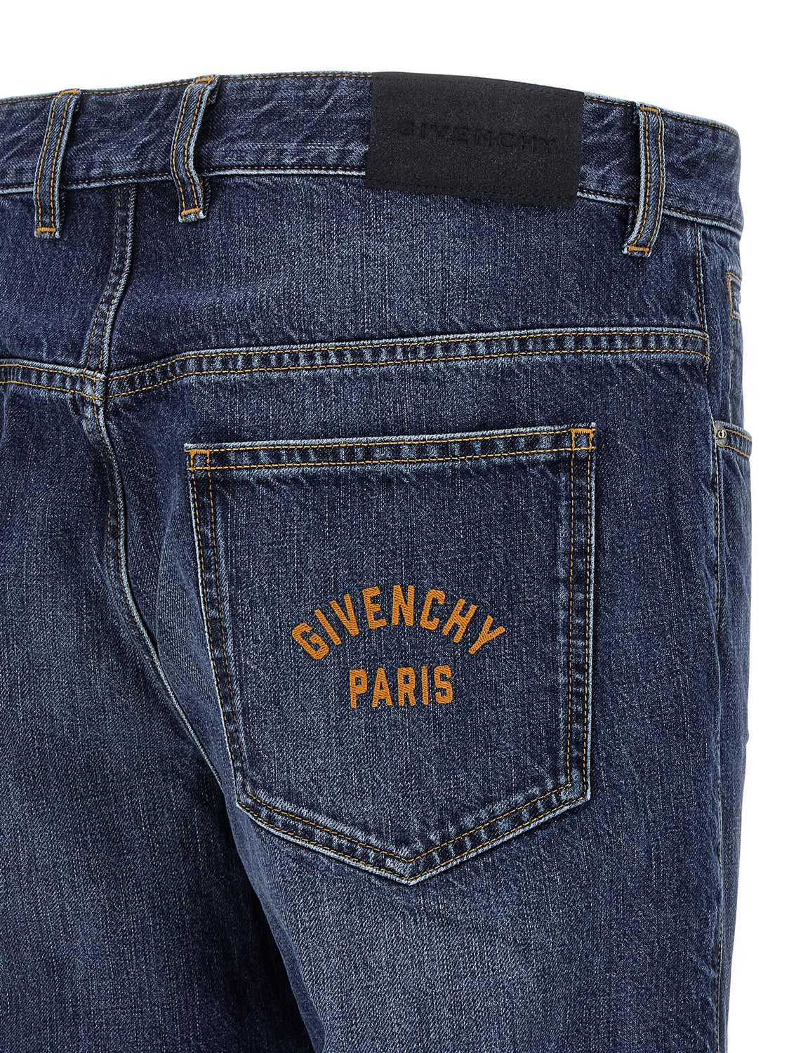 Blue Cotton Straight-Leg Jeans