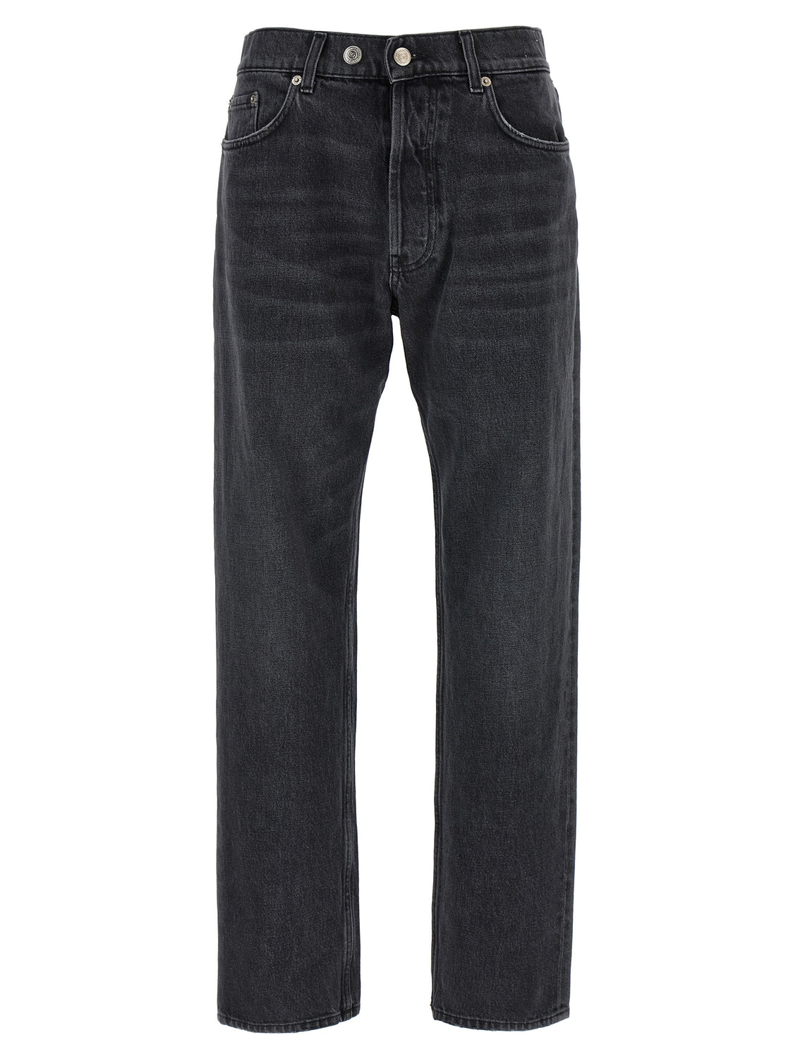 Black Cotton Straight-Leg Jeans