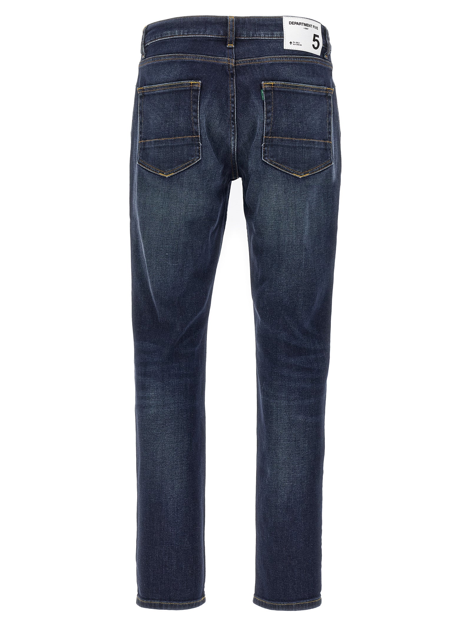 Blue Cotton Straight-Leg Jeans