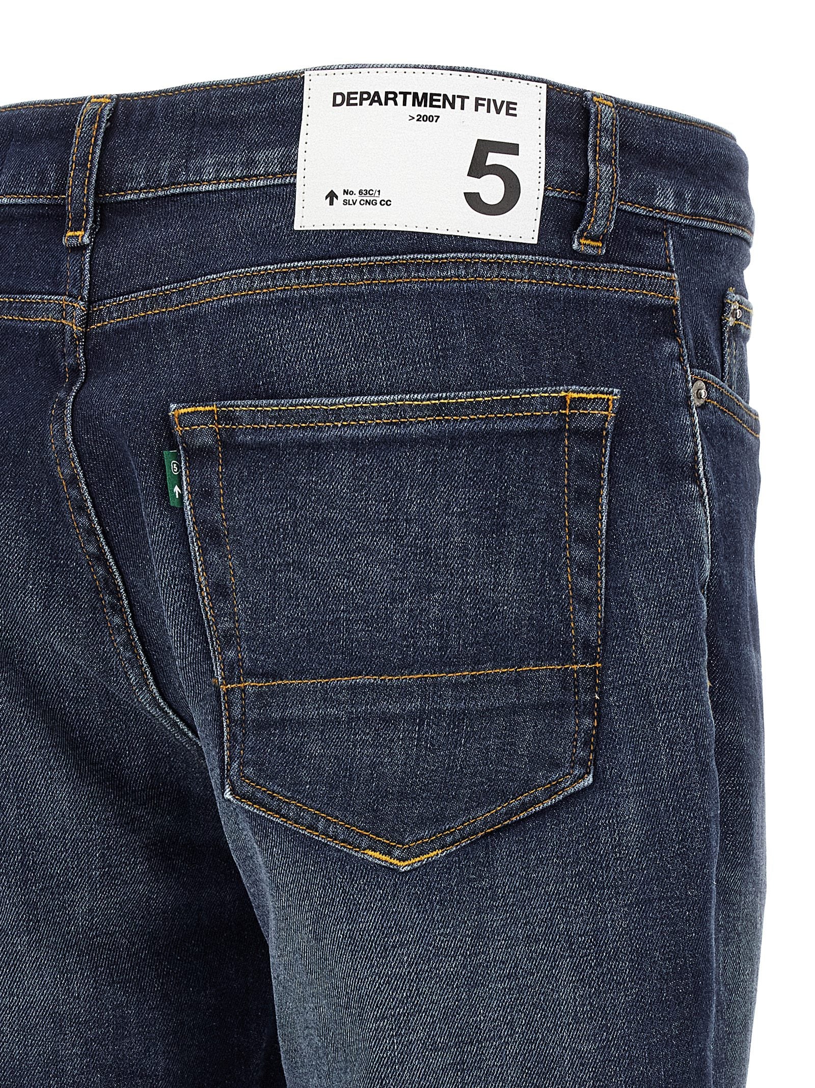 Blue Cotton Straight-Leg Jeans