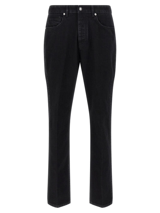 Black Cotton Straight-Leg Jeans