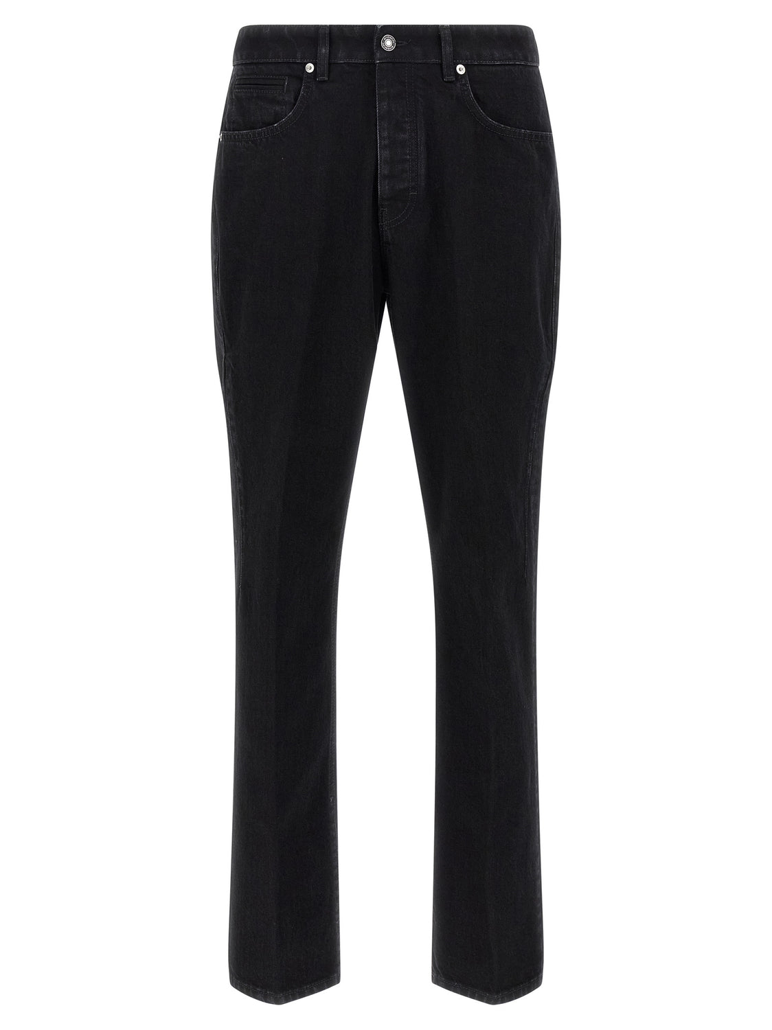 Black Cotton Straight-Leg Jeans