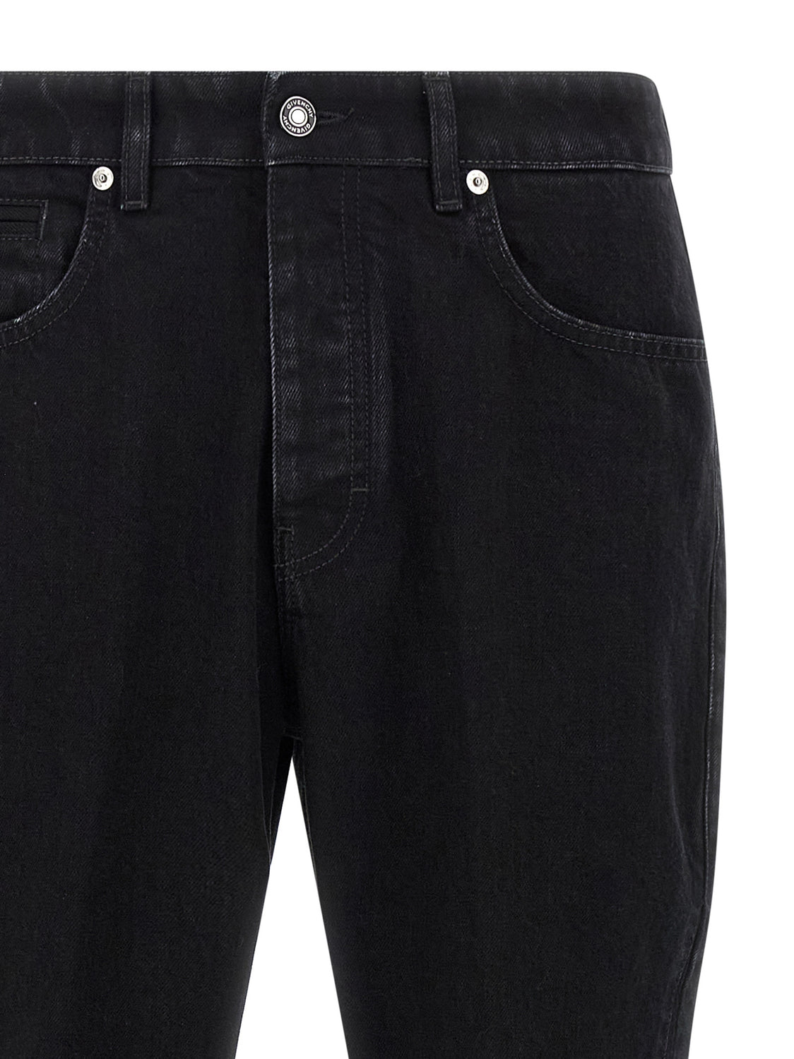Black Cotton Straight-Leg Jeans
