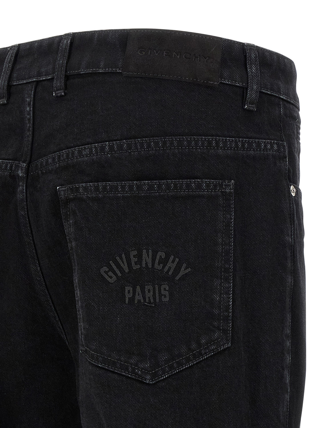 Black Cotton Straight-Leg Jeans