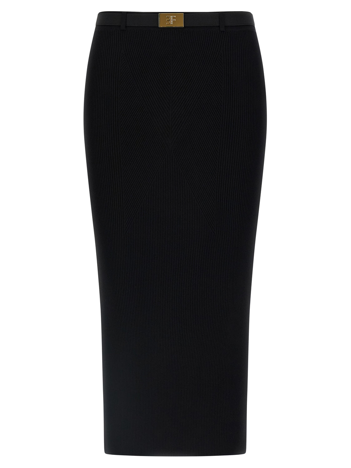 Black Viscose Midi Skirt