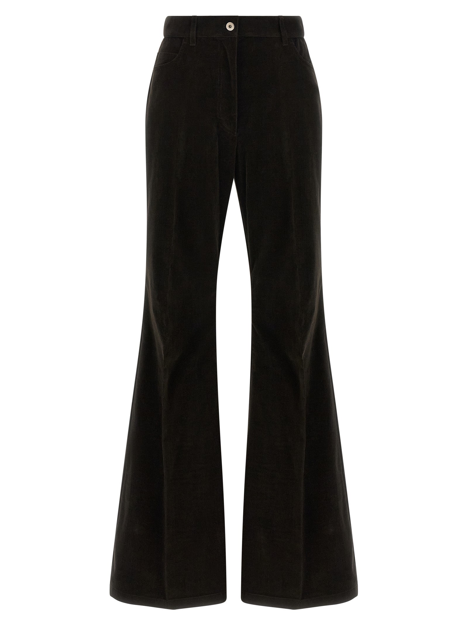 Brown Cotton Flared Pants