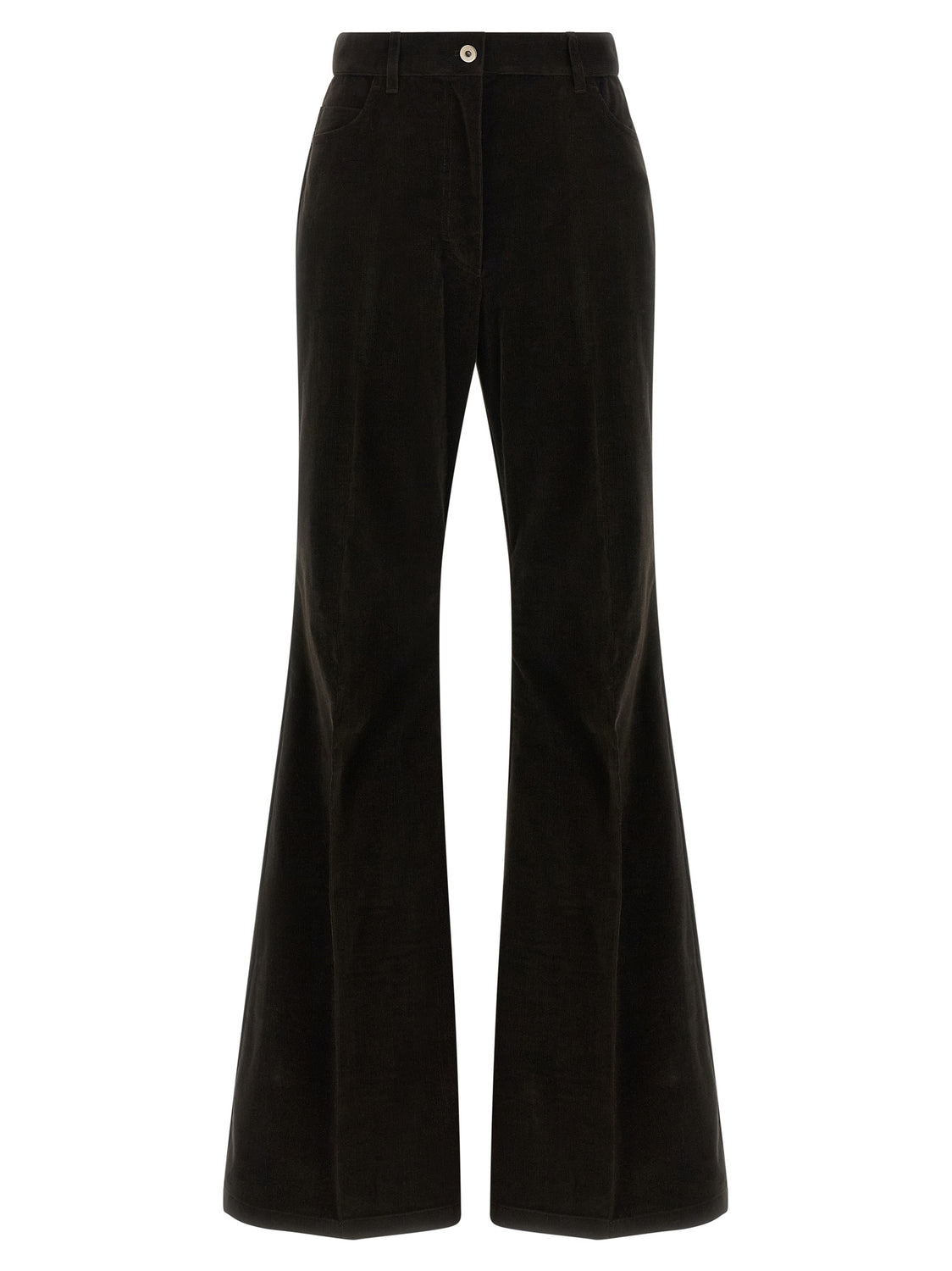 Brown Cotton Flared Pants