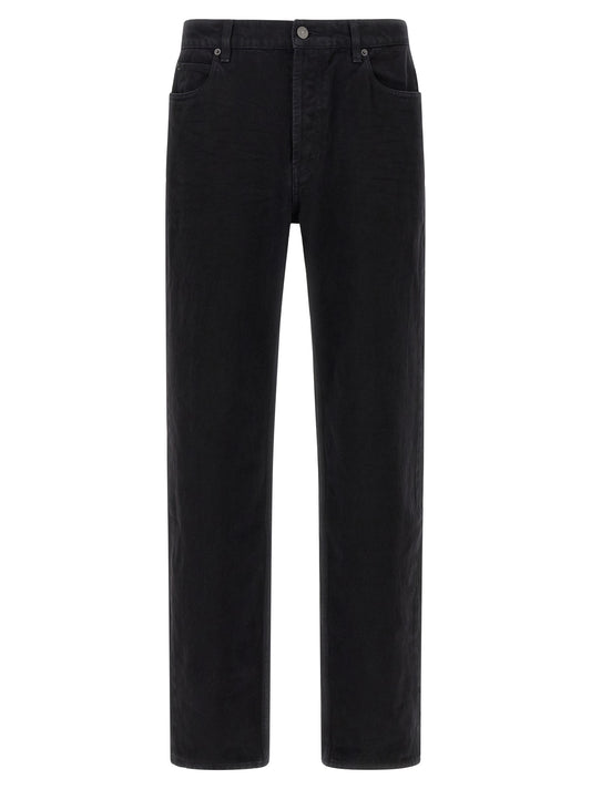 Black Cotton Straight-Leg Jeans
