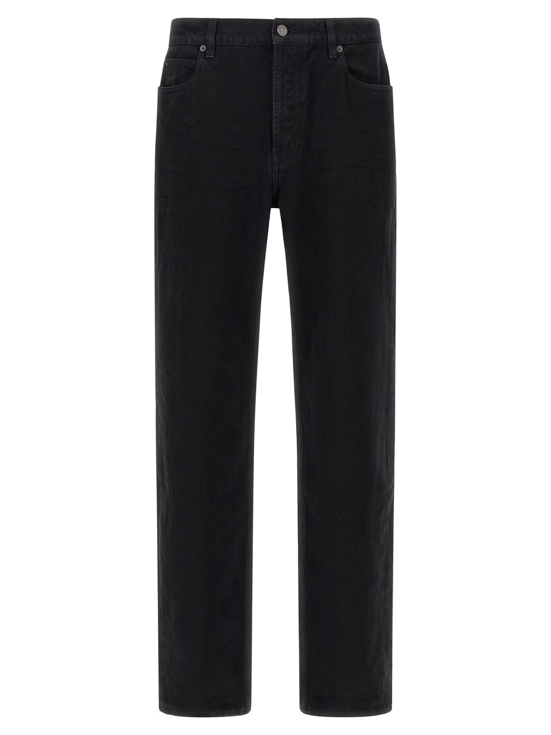 Black Cotton Straight-Leg Jeans