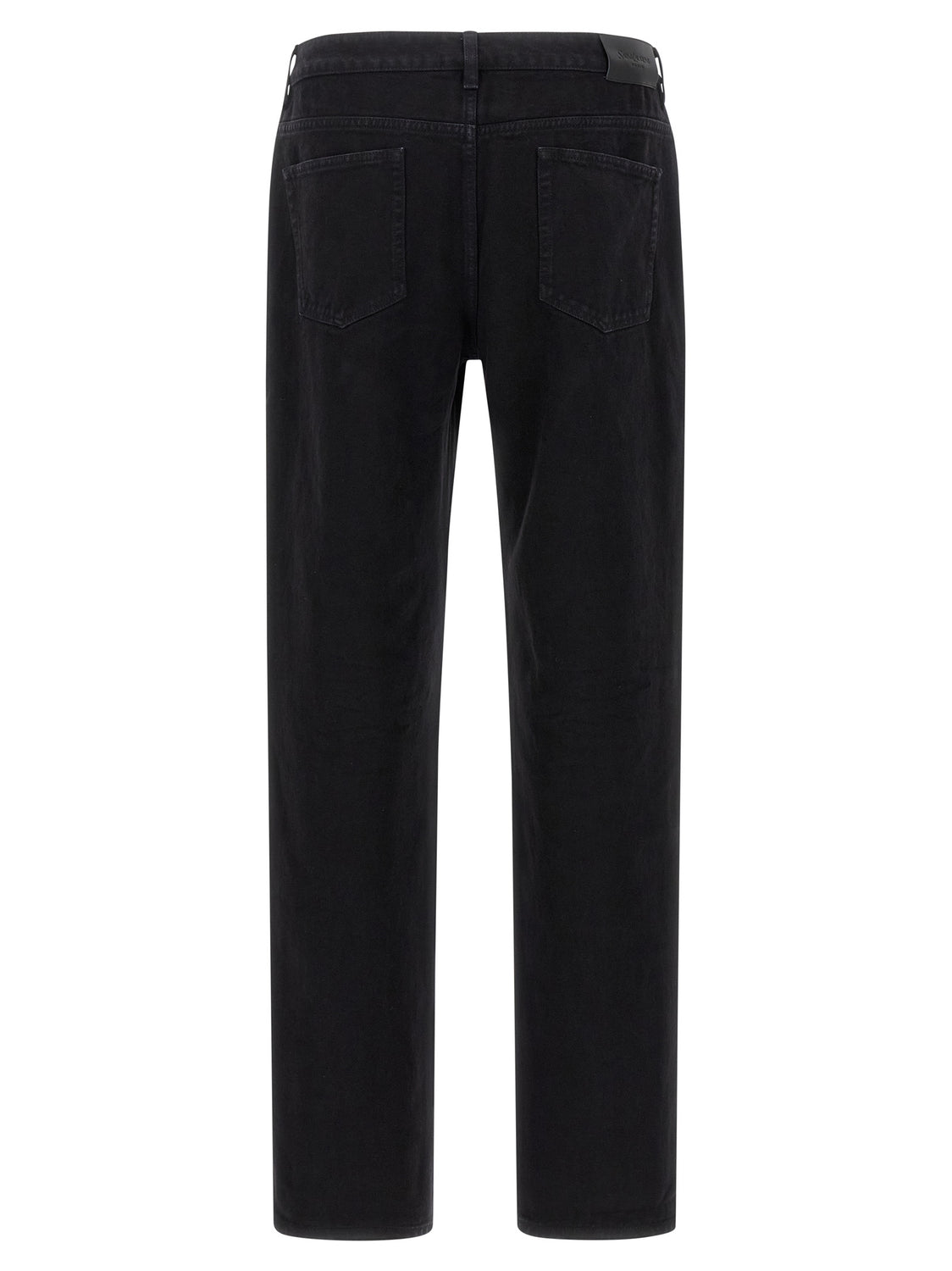 Black Cotton Straight-Leg Jeans