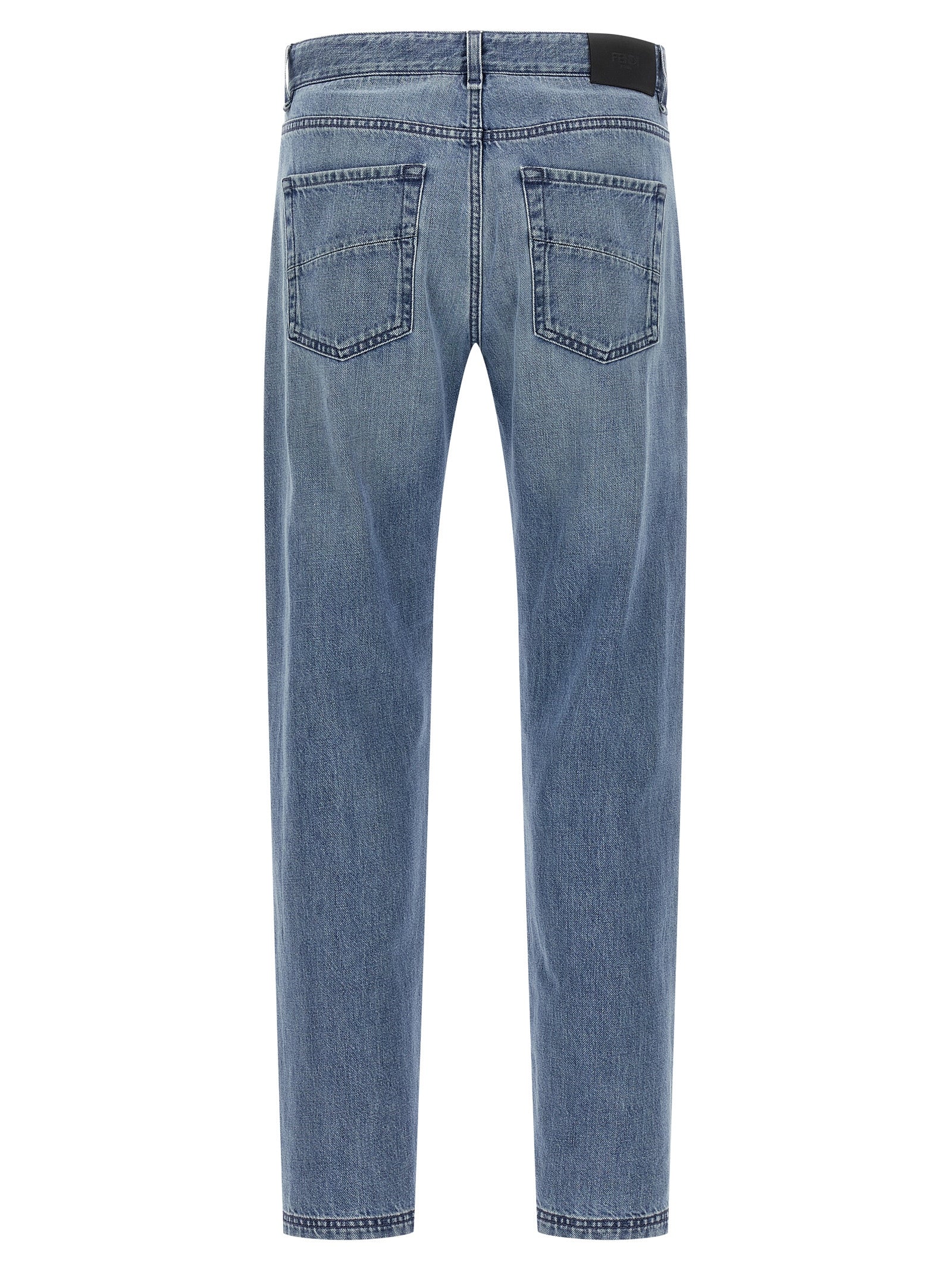 Blue Cotton Straight-Leg Jeans