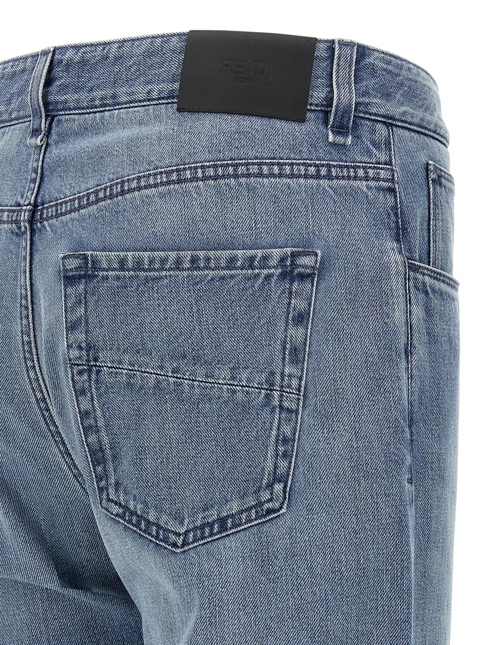 Blue Cotton Straight-Leg Jeans