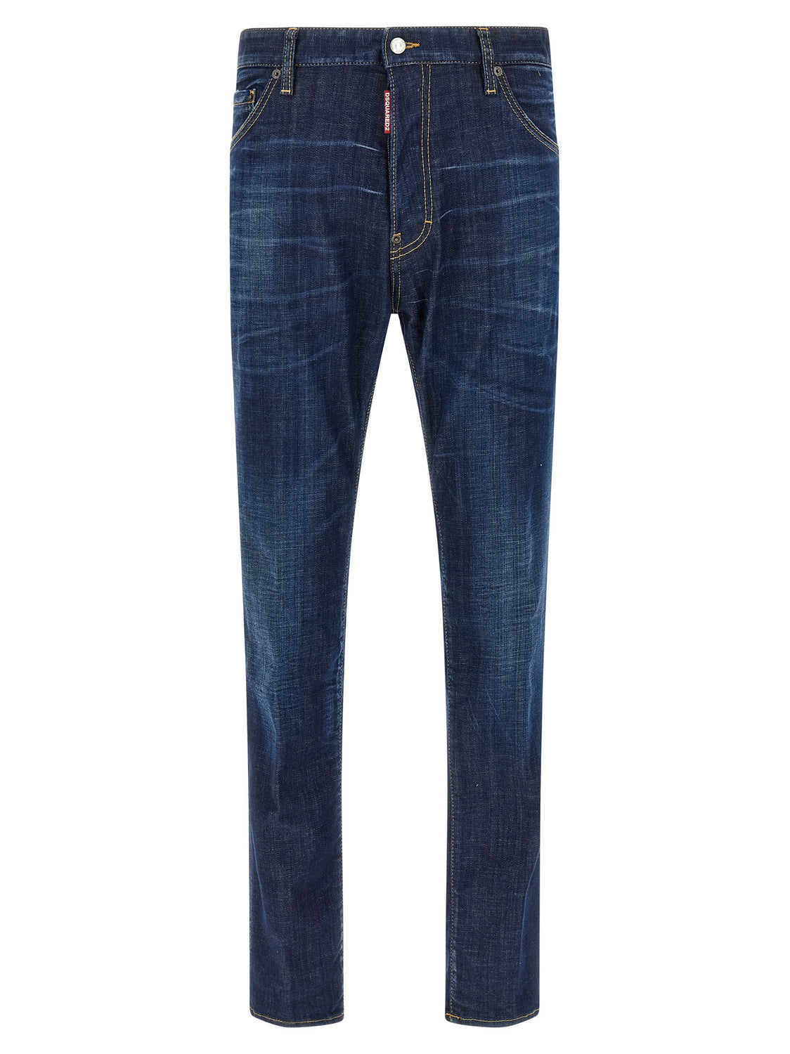 Blue Cotton Straight-Leg Jeans