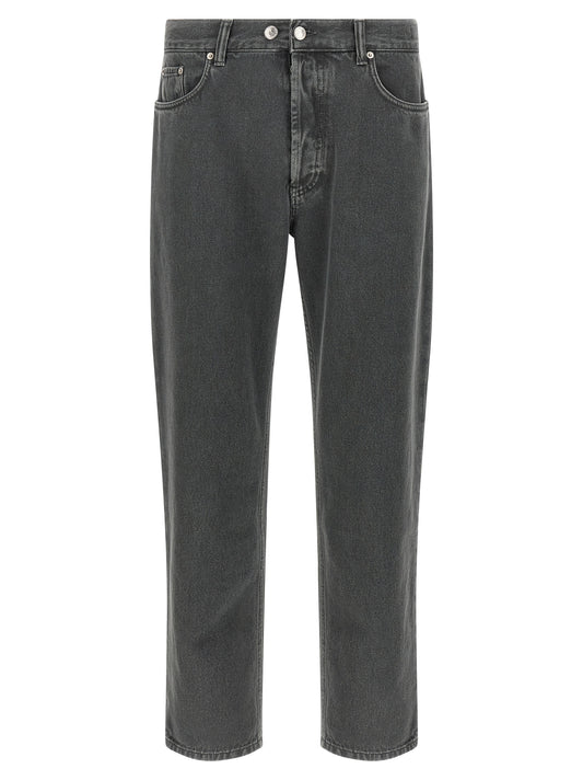 Gray Cotton Cropped Jeans