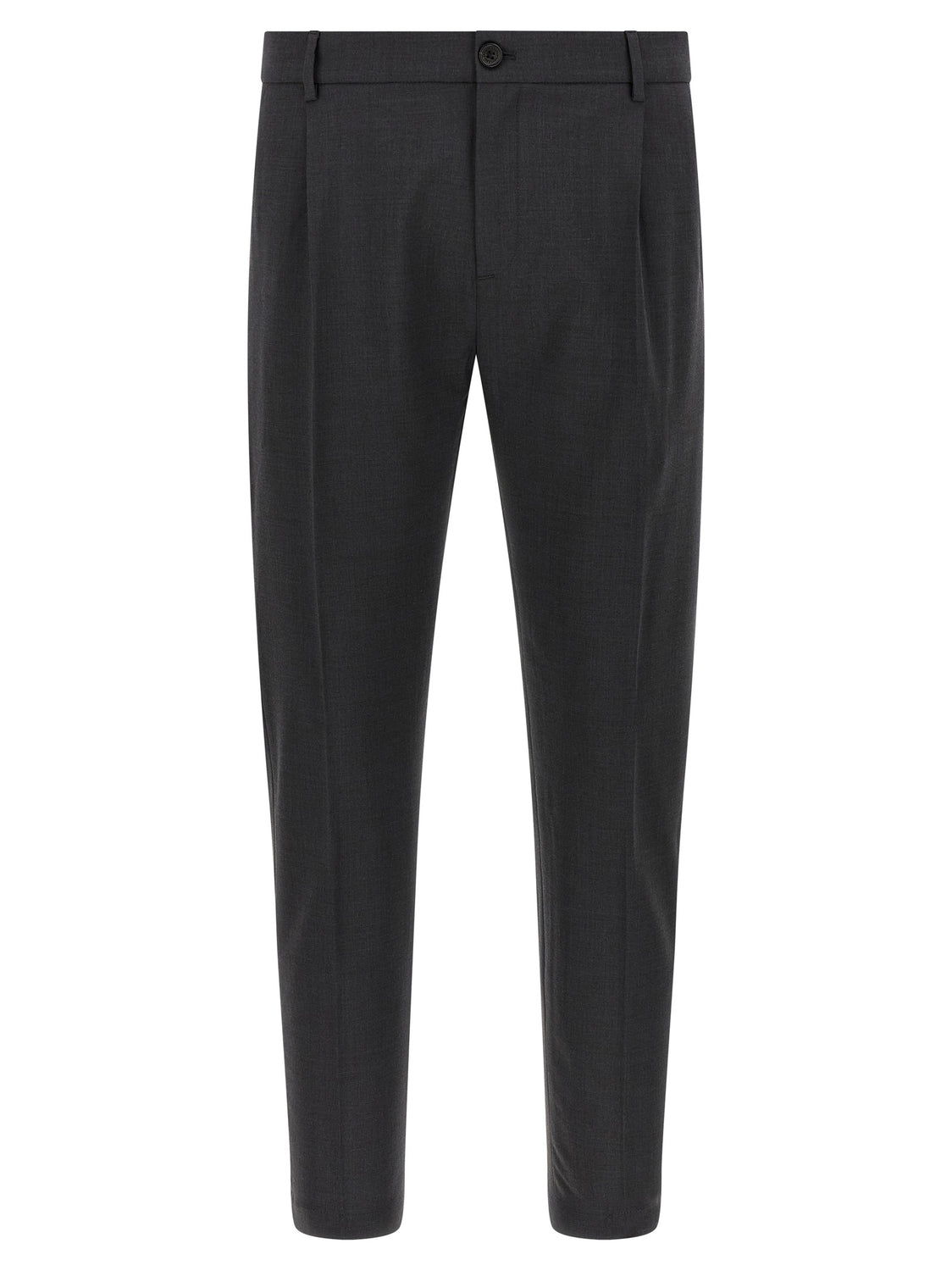 Gray Virgin Wool Cropped Pants