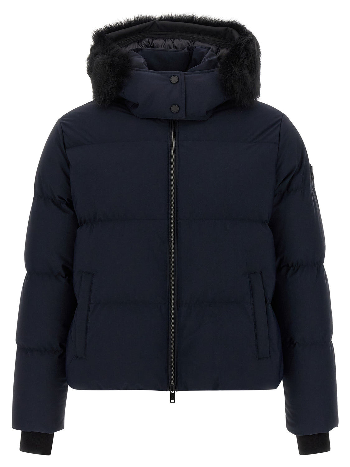 Blue Nylon Full-Length Jacket
