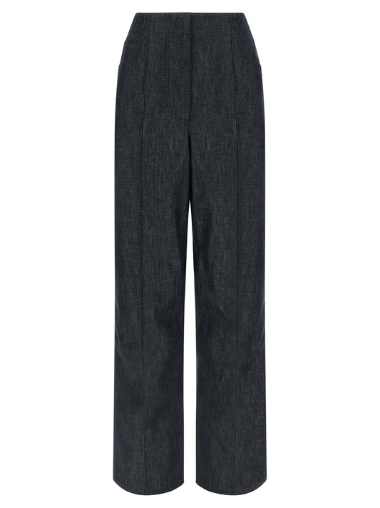 Blue Cotton High-Waisted Jean