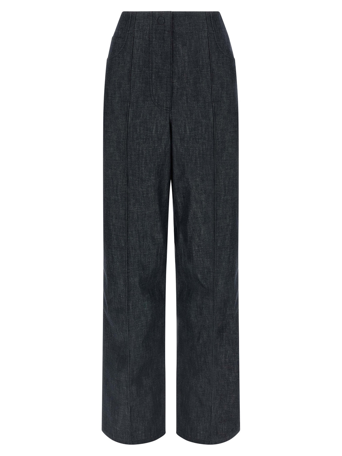 Blue Cotton High-Waisted Jean