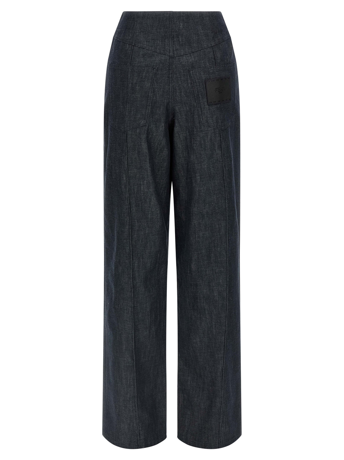 Blue Cotton High-Waisted Jean