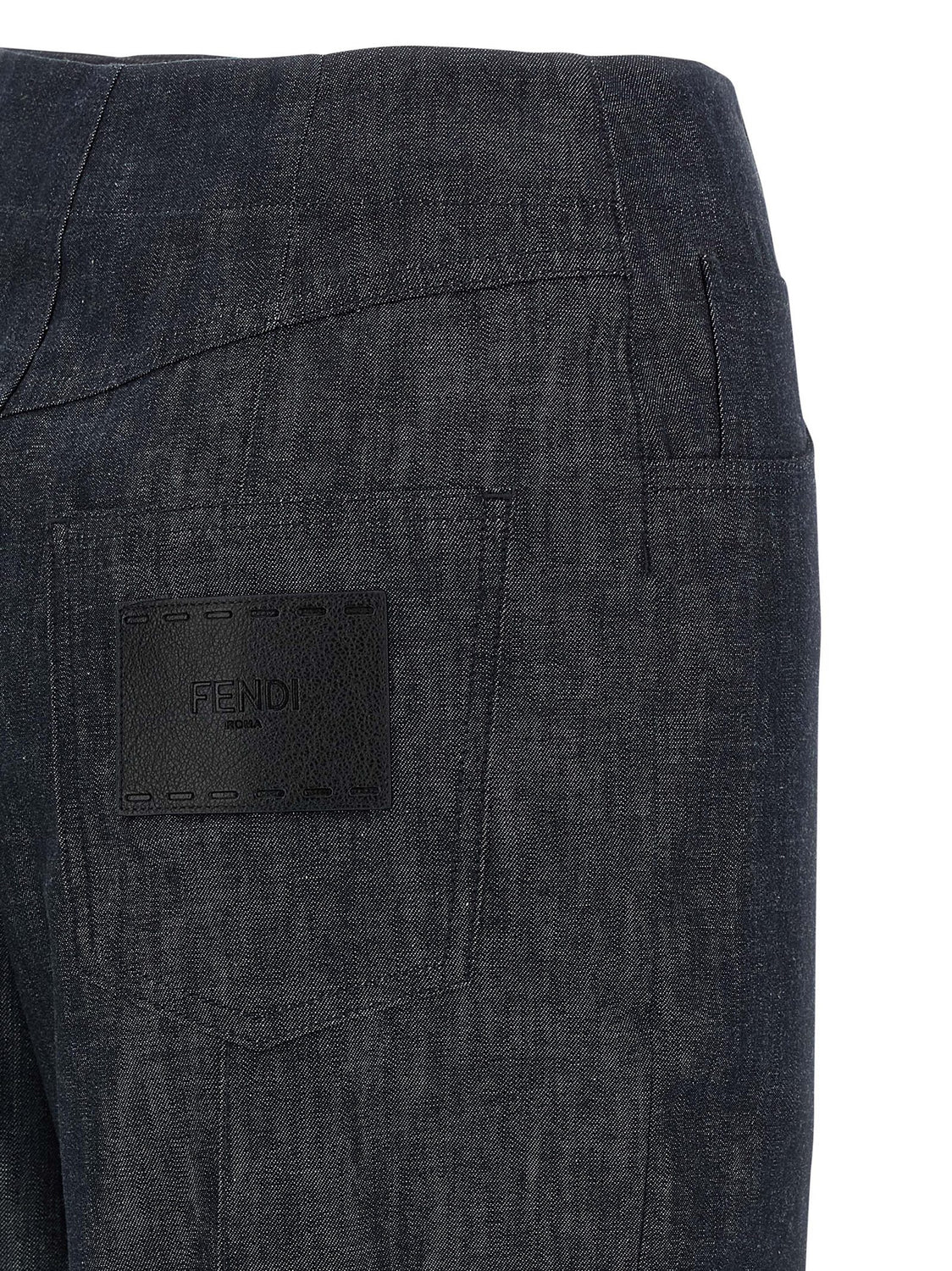 Blue Cotton High-Waisted Jean