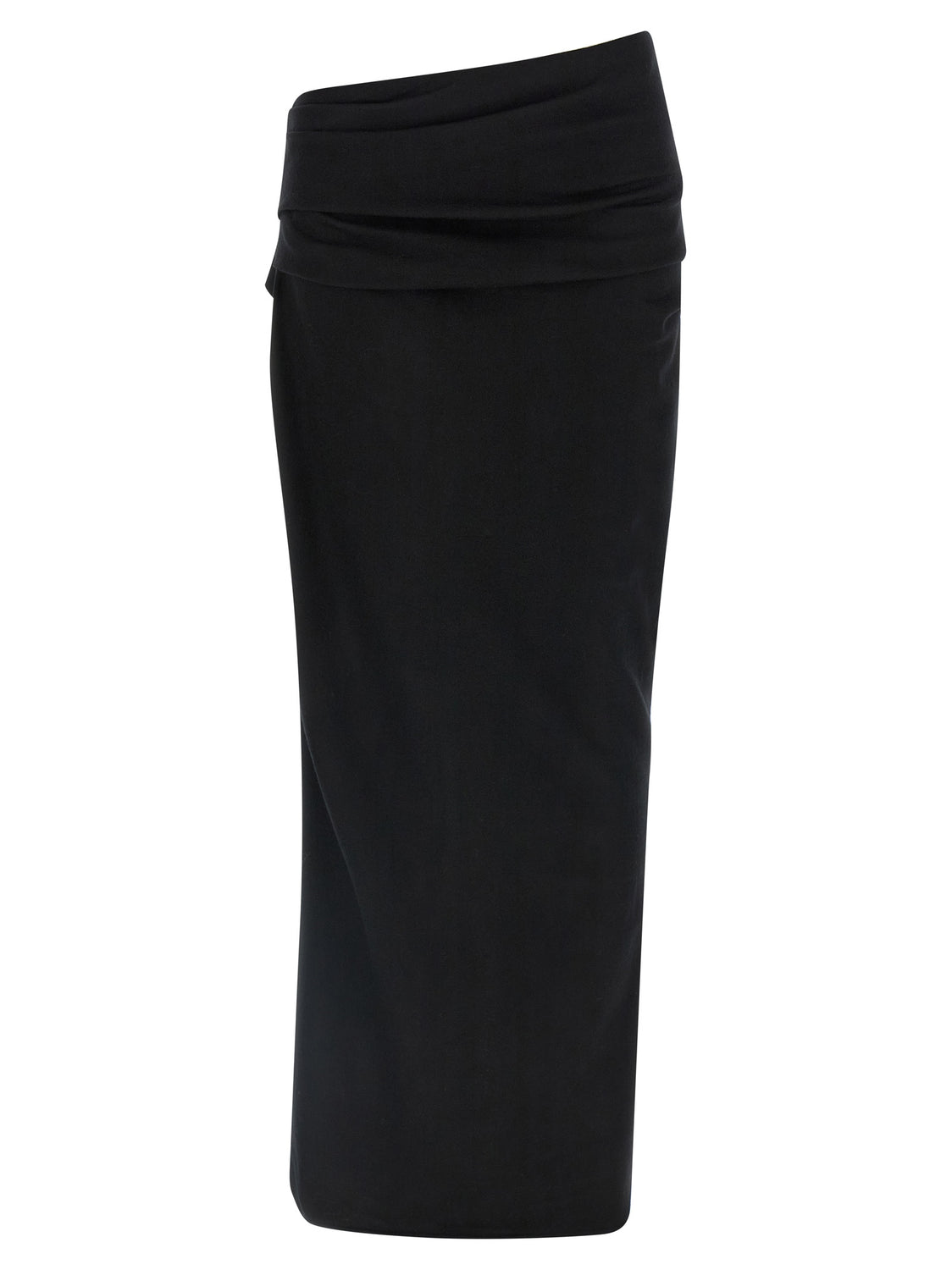 Black Wool Midi Skirt