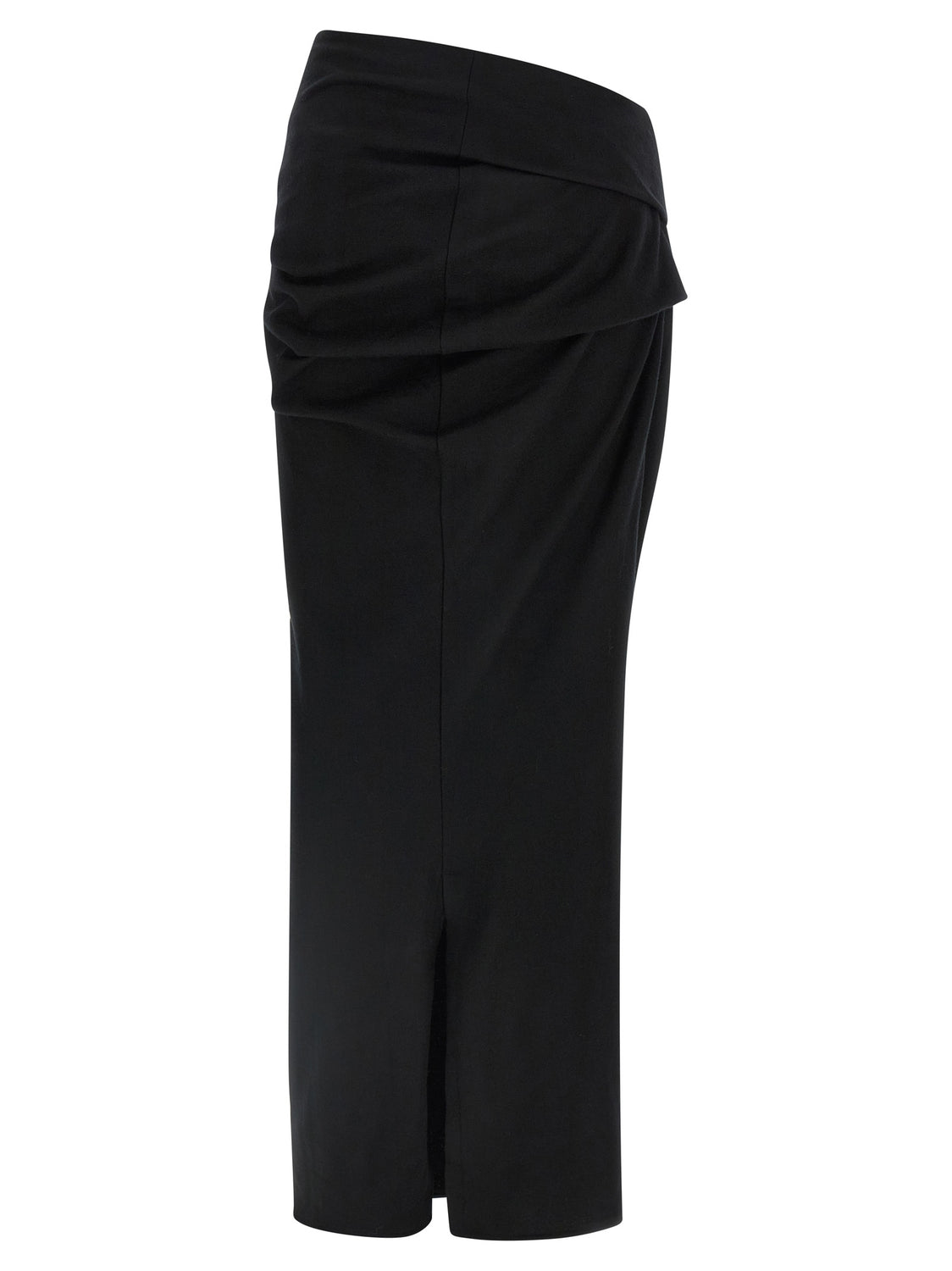 Black Wool Midi Skirt