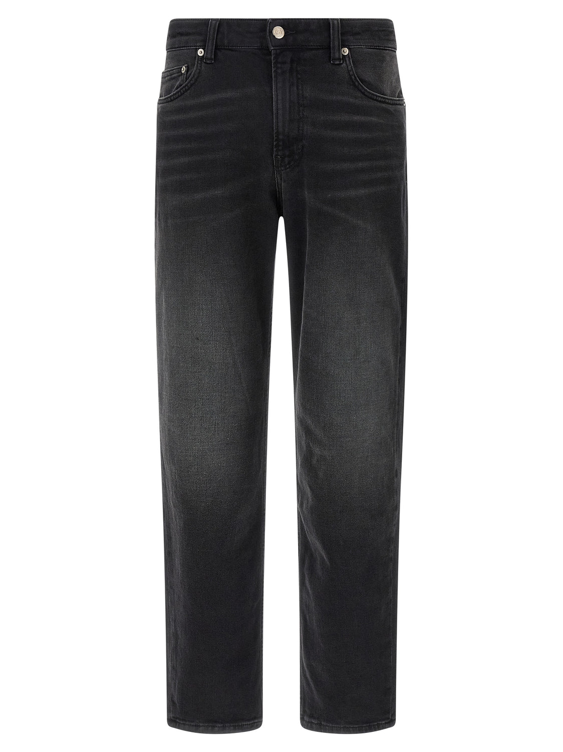 Black Cotton Straight-Leg Jeans